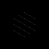 Animación de líneas diagonales punteadas en movimiento, representando la activación de ideas