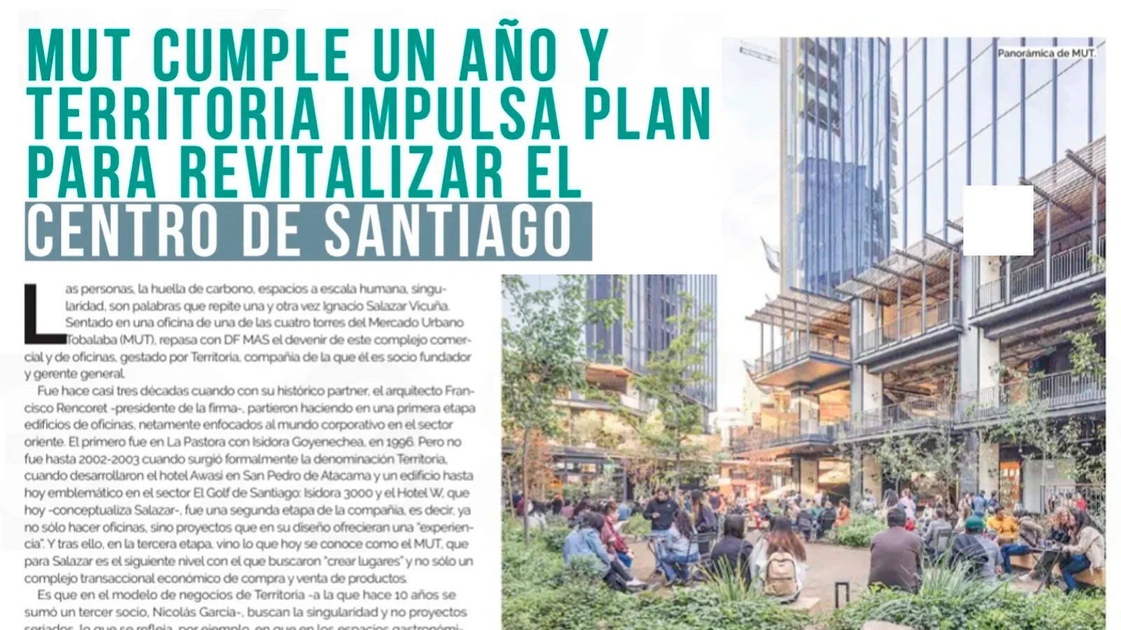Recorte de prensa: MUT cumple un año, Territoria impulsa plan para revitalizar el centro de Santiago